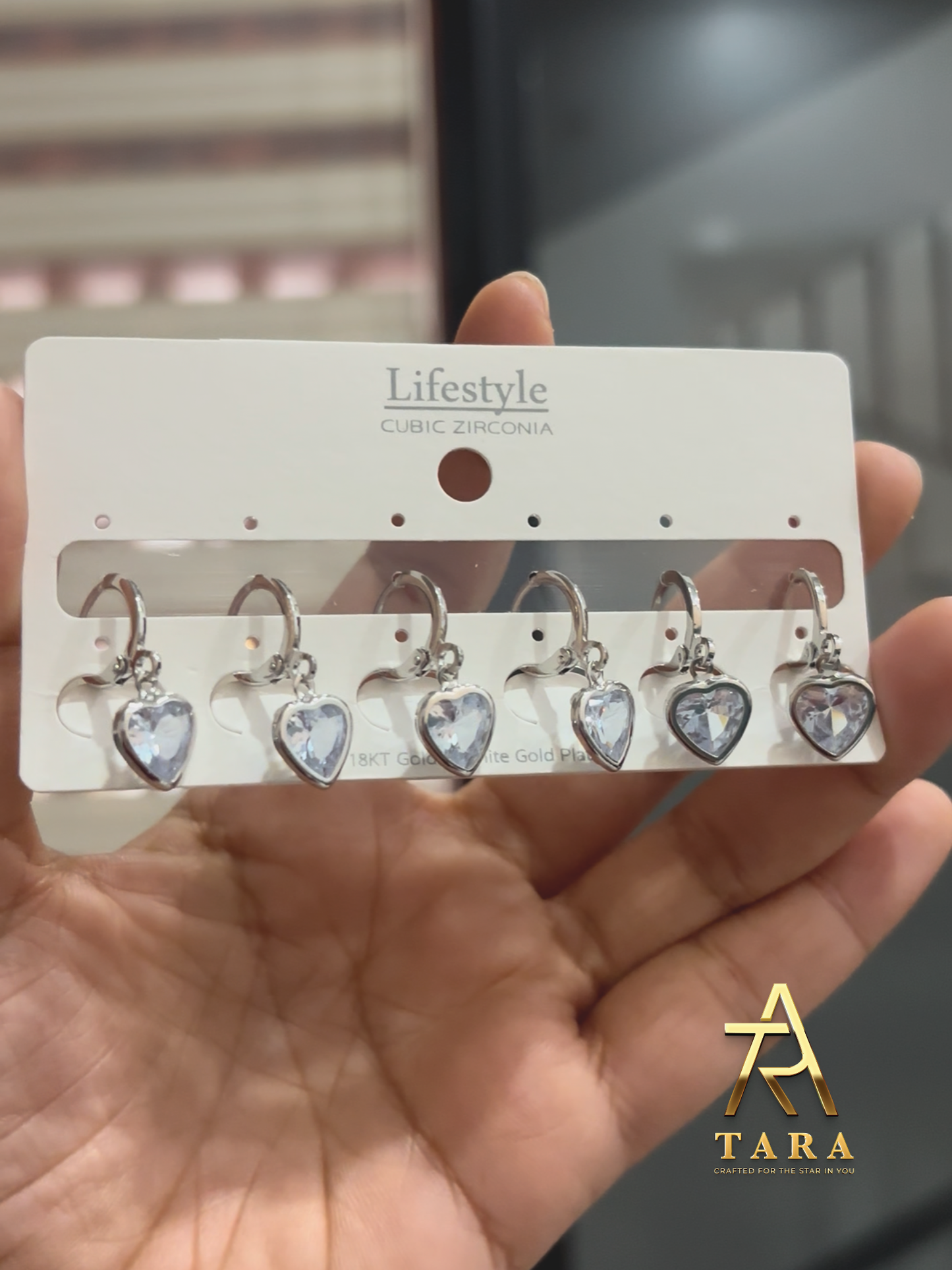 Silver Plated Hoop Earrings with Heart Shaped Charms - AT11 - Single Pair