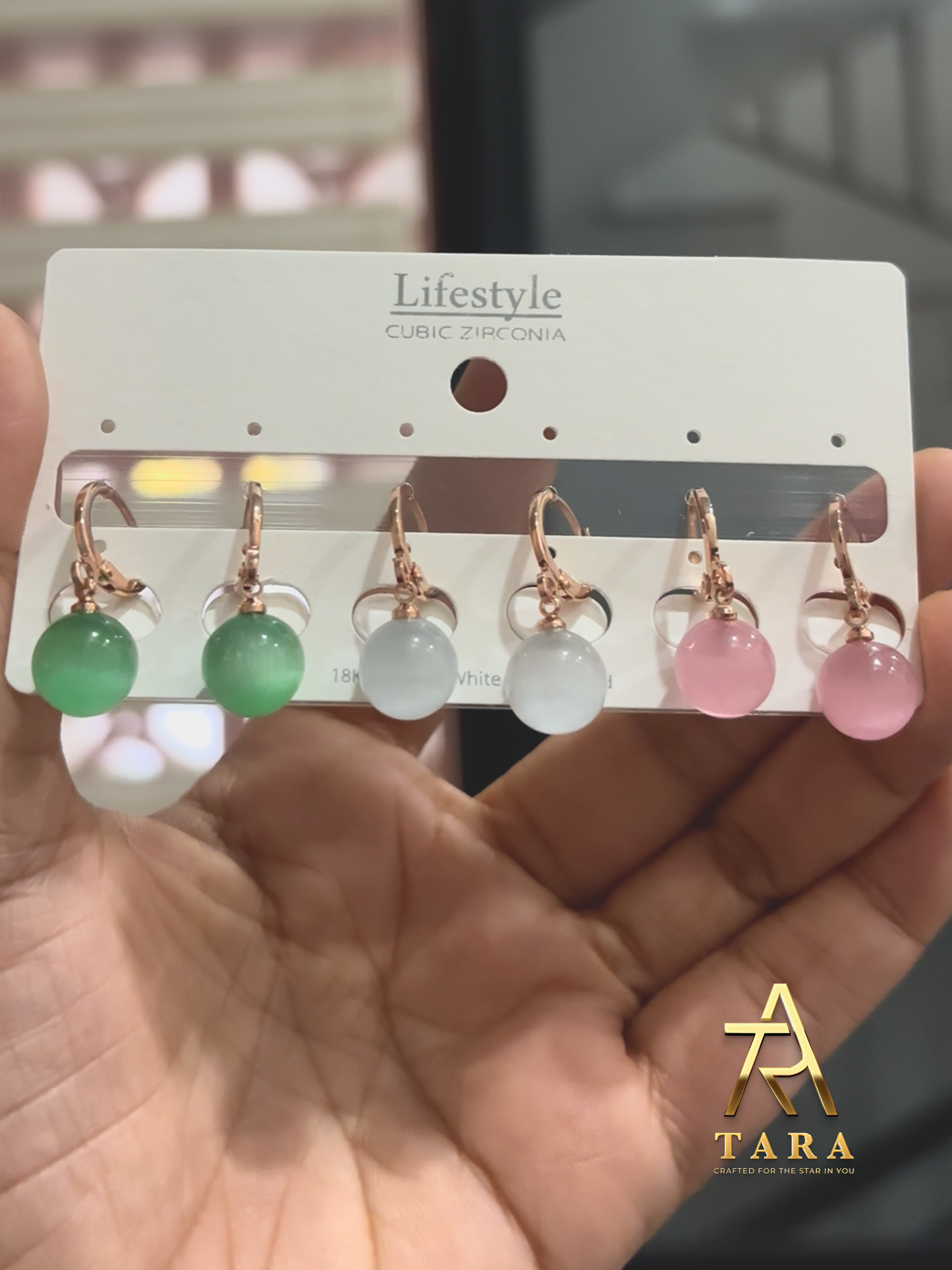 Rose gold plated Zirconia Drop Earrings - AT10 - Full set