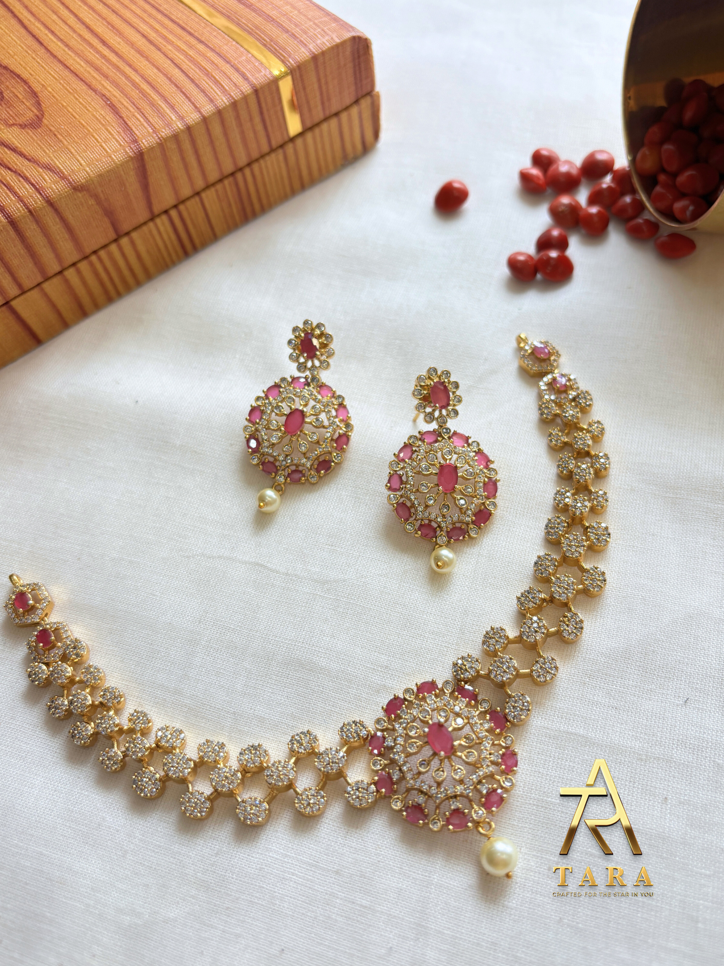 Premium AD Necklace with Earrings