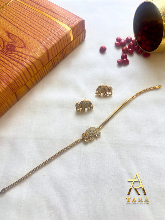 Simple Elephant Choker with Earrings