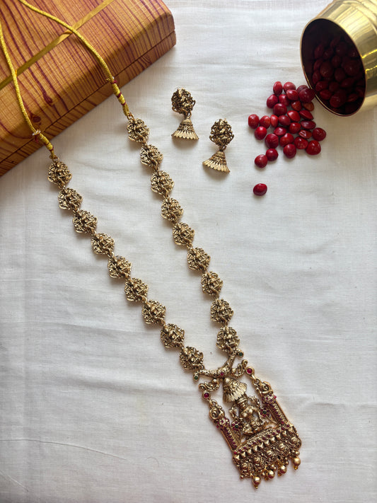 Antique Matte Finish Lakshmi Haaram - Light weight