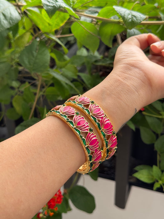 Lotus Bangles -Pink - Set of two - PRD1530
