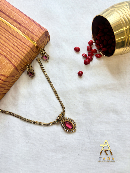 Nagapadam Pendant Ruby Set With Earrings