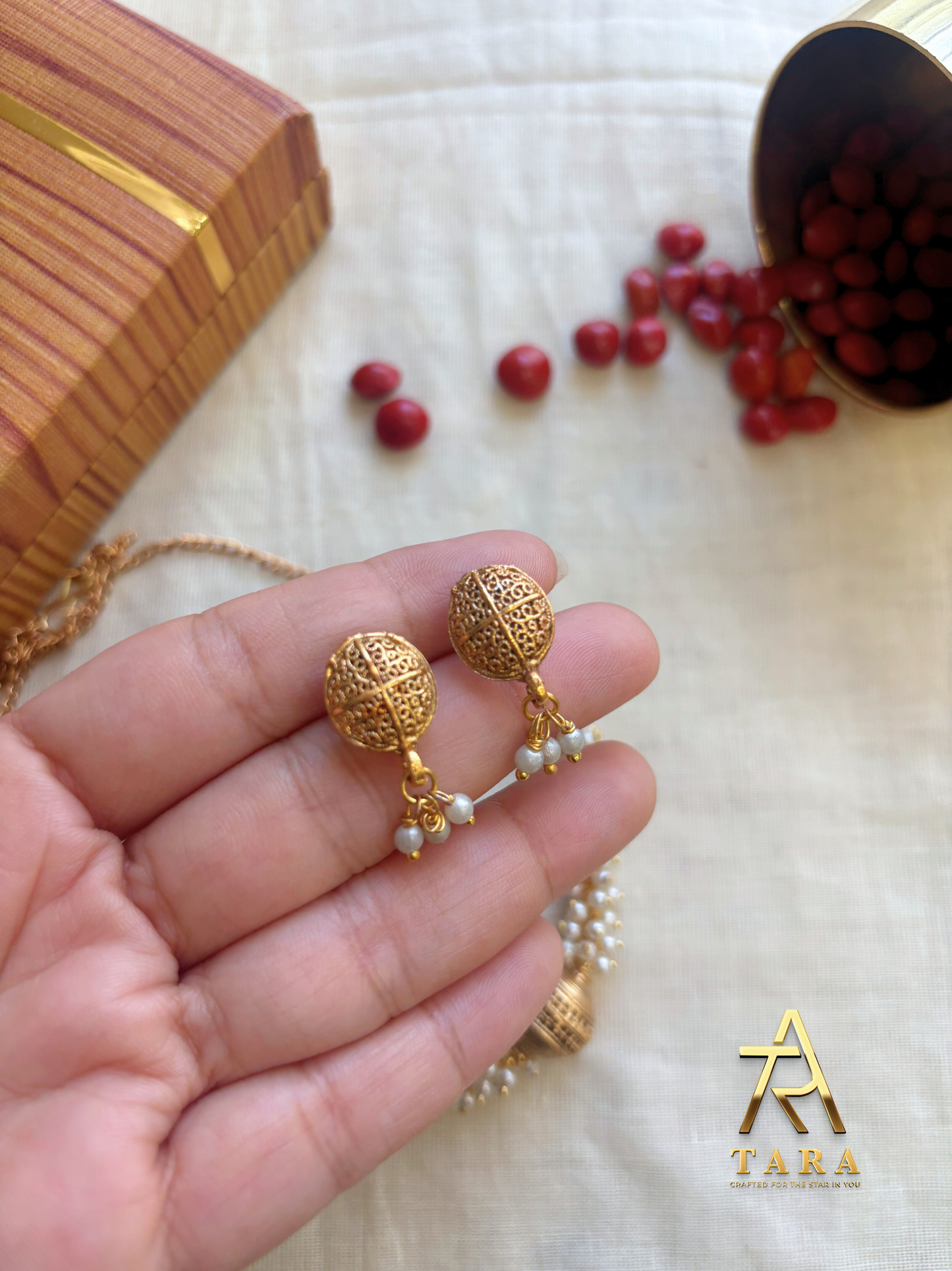 Pearl Clustered with Golden Sphere  Necklace - PRD1536