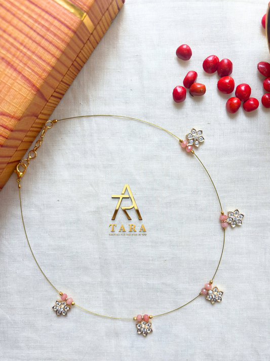 Floral Invisible Necklace - light pink