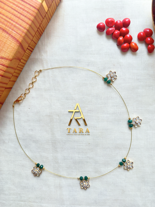 Floral Invisible Necklace - Dark Green