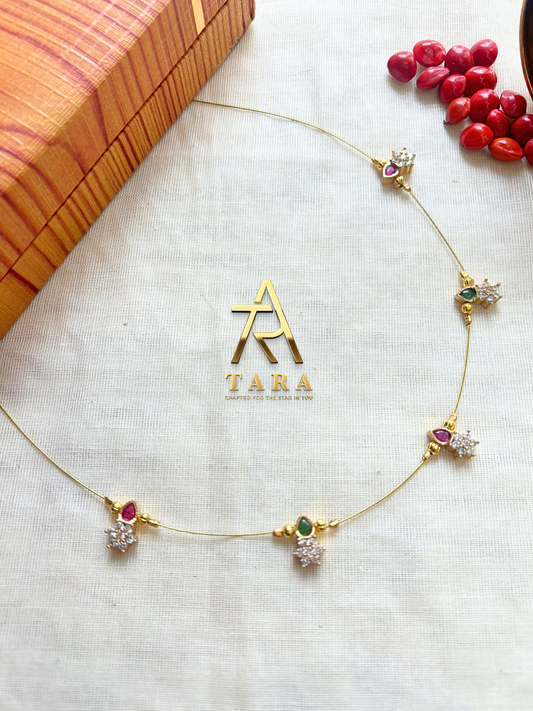 Floral Invisible Necklace - Multi stone