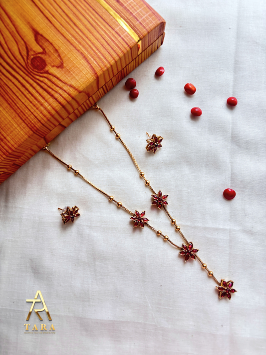 Flower drop necklace set