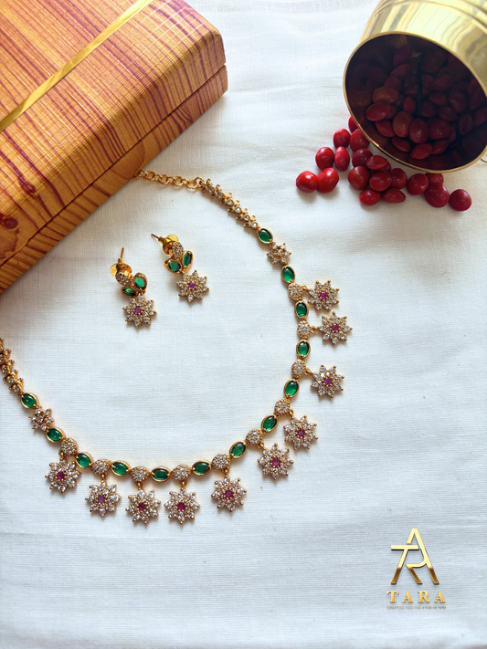 Simple Floral Fusion AD Necklace -PRD1506