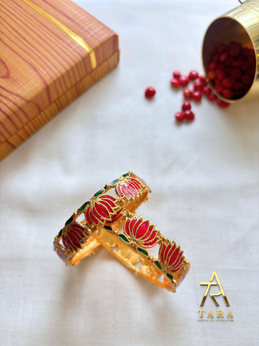 Arunika Lotus Bangle Set - Red