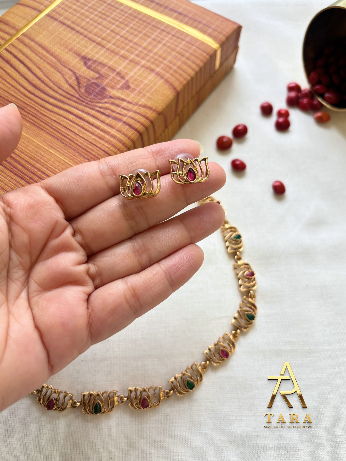 Multistone Lotus Necklace - PRD1522