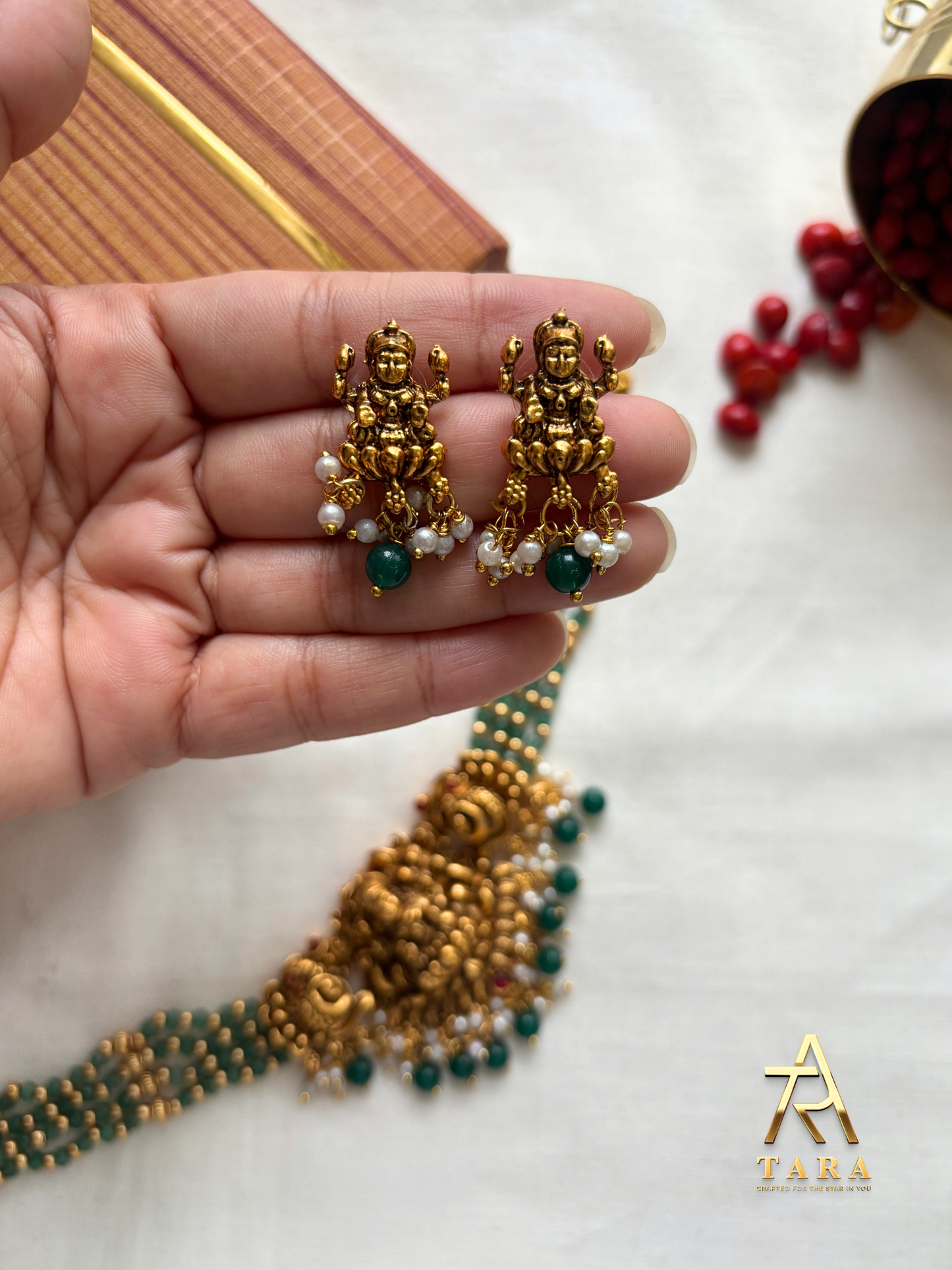 Lakshmi green beaded choker - PRD1502