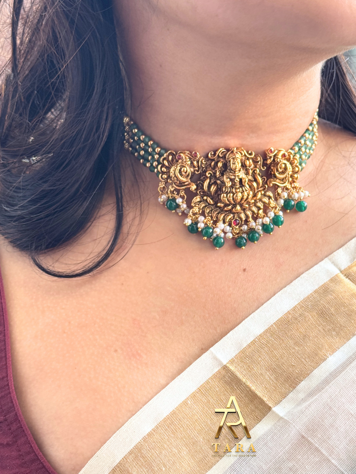 Lakshmi green beaded choker - PRD1502