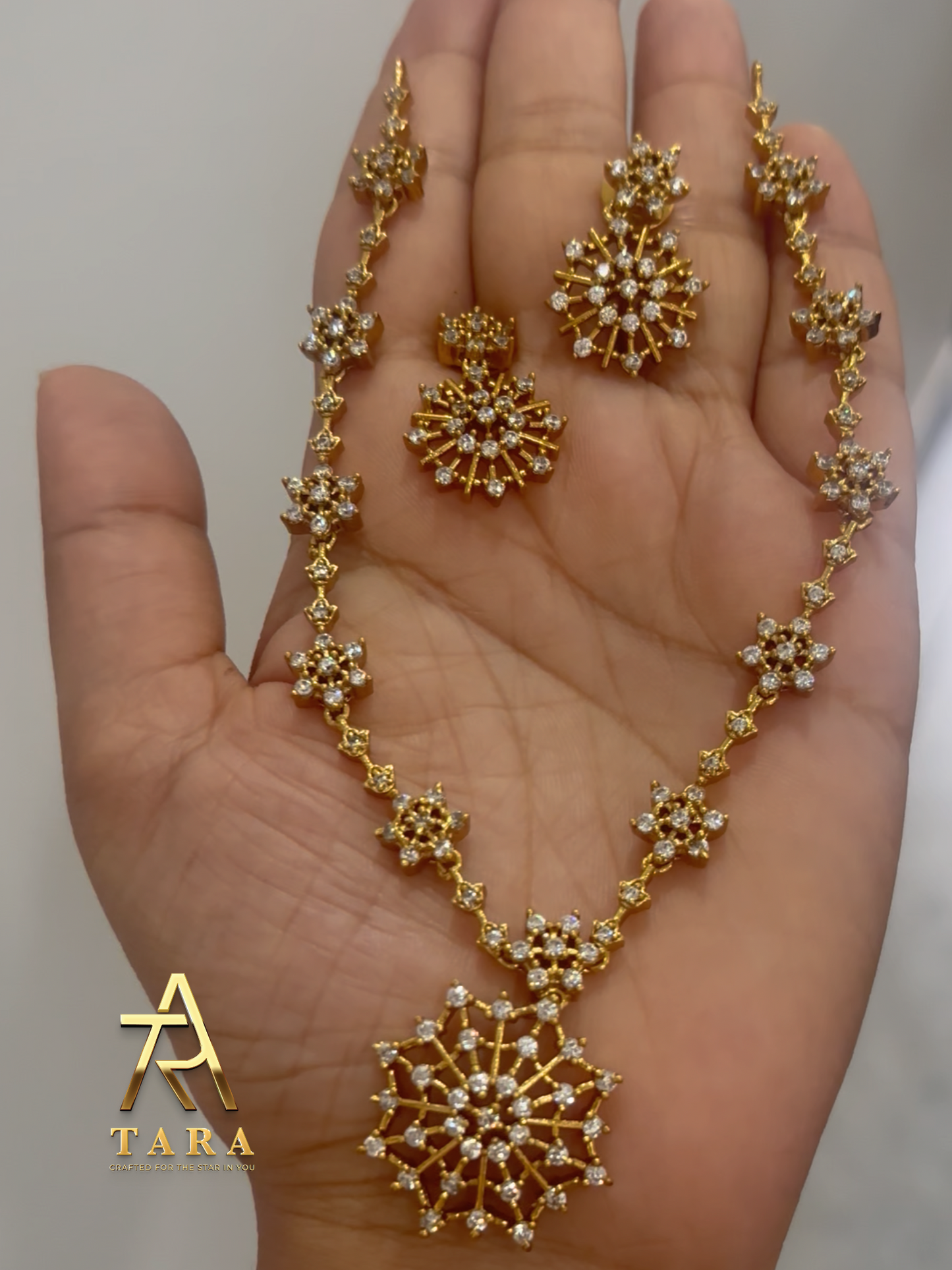White AD stone Diamond Look alike Necklace - PRD1505