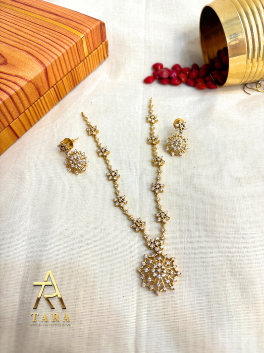 White AD stone Diamond Look alike Necklace - PRD1505
