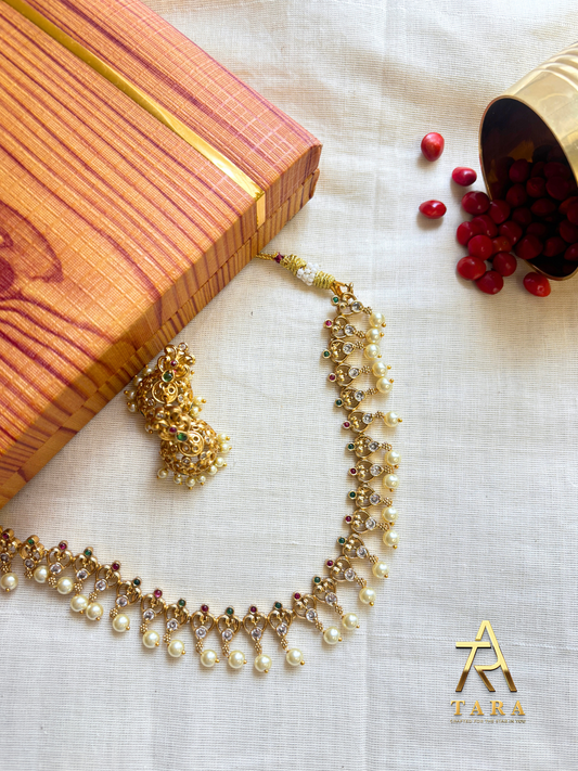 Simple Pearl Drop Necklace Set- PRD1528