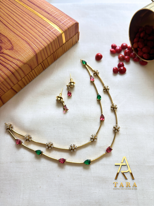 Multistone Double Layer Hasli Neckclace