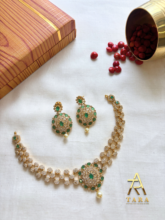 Premium AD Necklace with Earrings