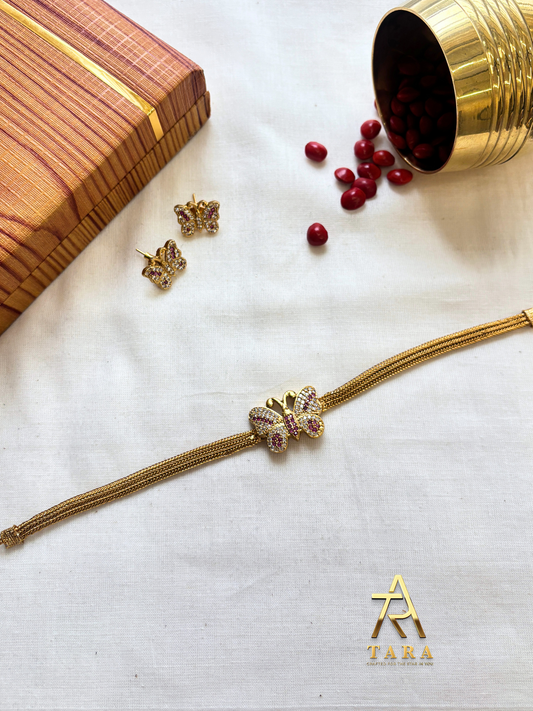 Simple Butterfly Choker with Earrings